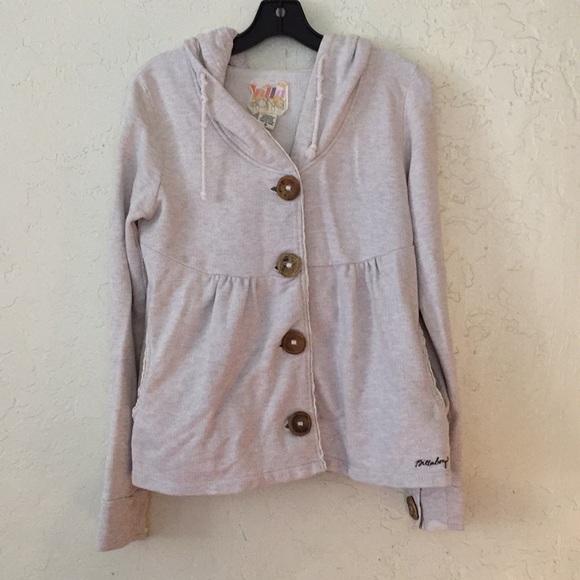 Billabong Jackets & Blazers - Cream Beige Billabong Hood Pea Coat Sweater Jacket